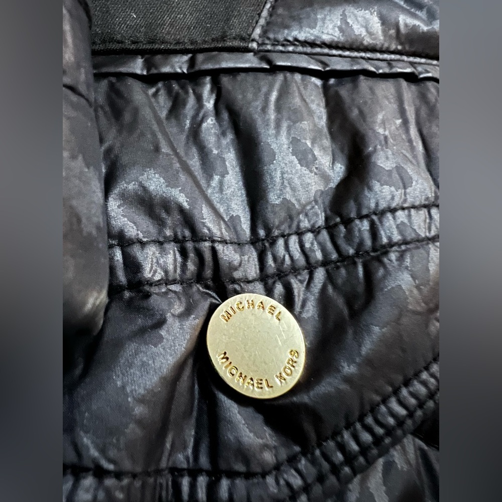 Michael Kors Womens Down Puffer Coat, Black w/leopard Print Size 2XL RN 79675 - Picture 10 of 15